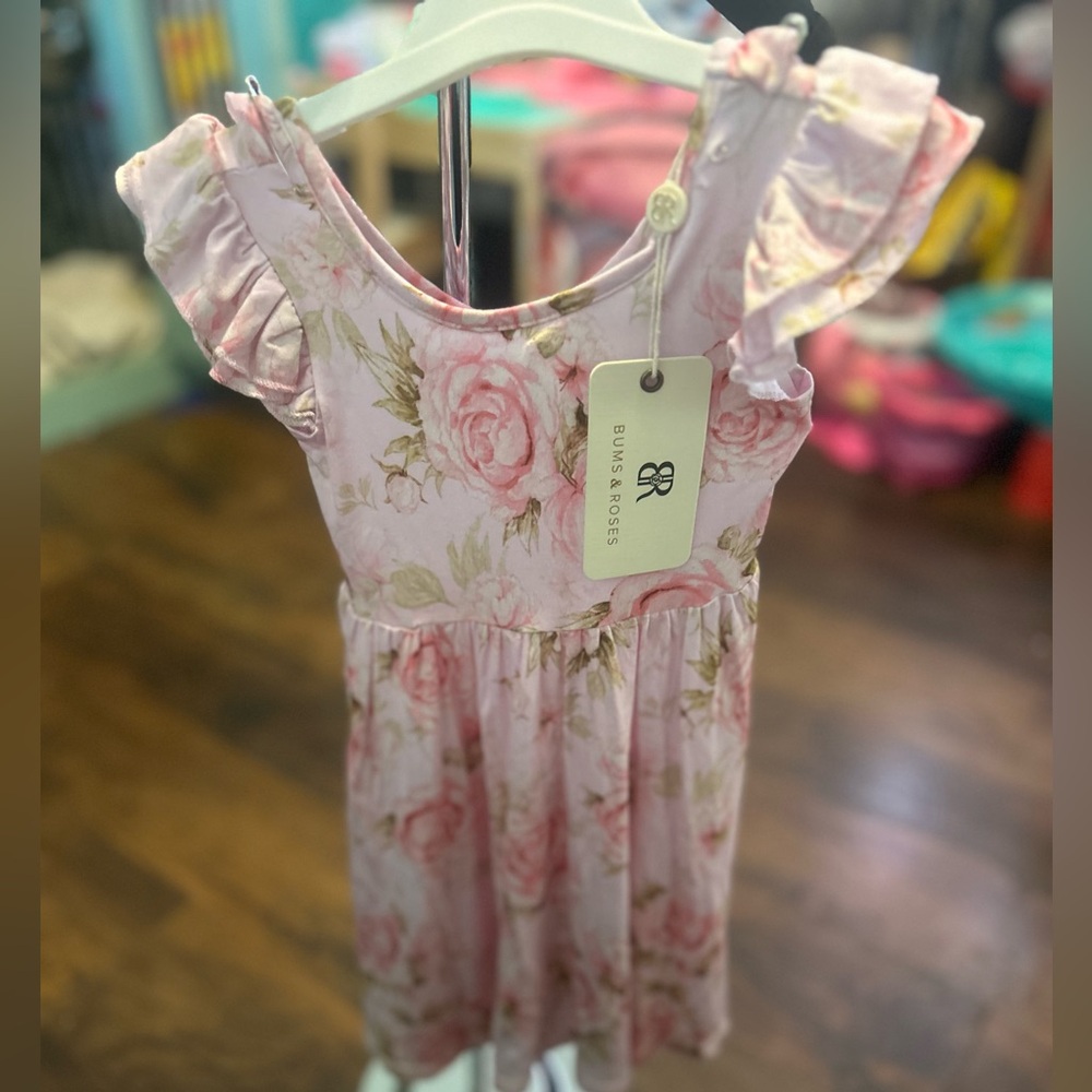 Blush Roses Pink Floral Kids Dress